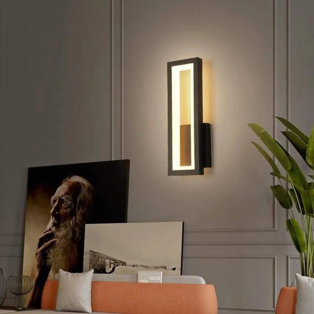 Applique murale LED rectangulaire, noir, blanc ou doré, noir