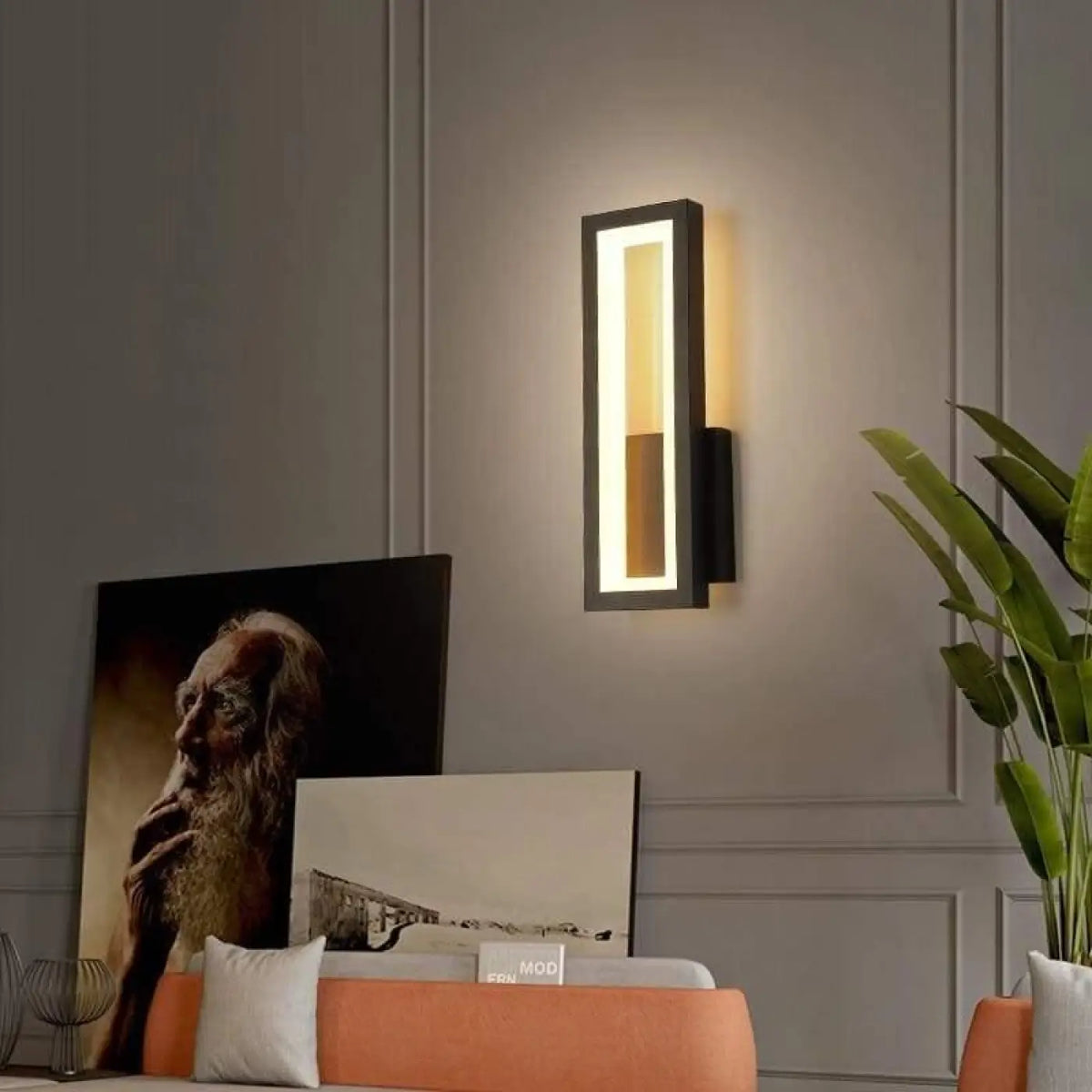 Applique murale LED rectangulaire, noir, blanc ou doré, noir