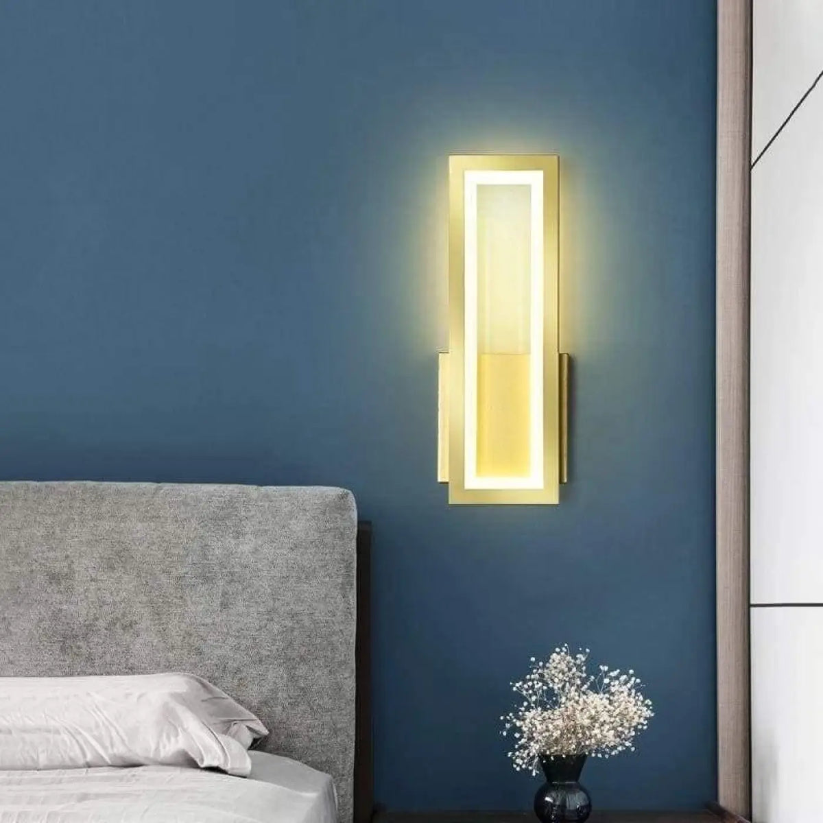 Applique murale LED rectangulaire, noir, blanc ou doré