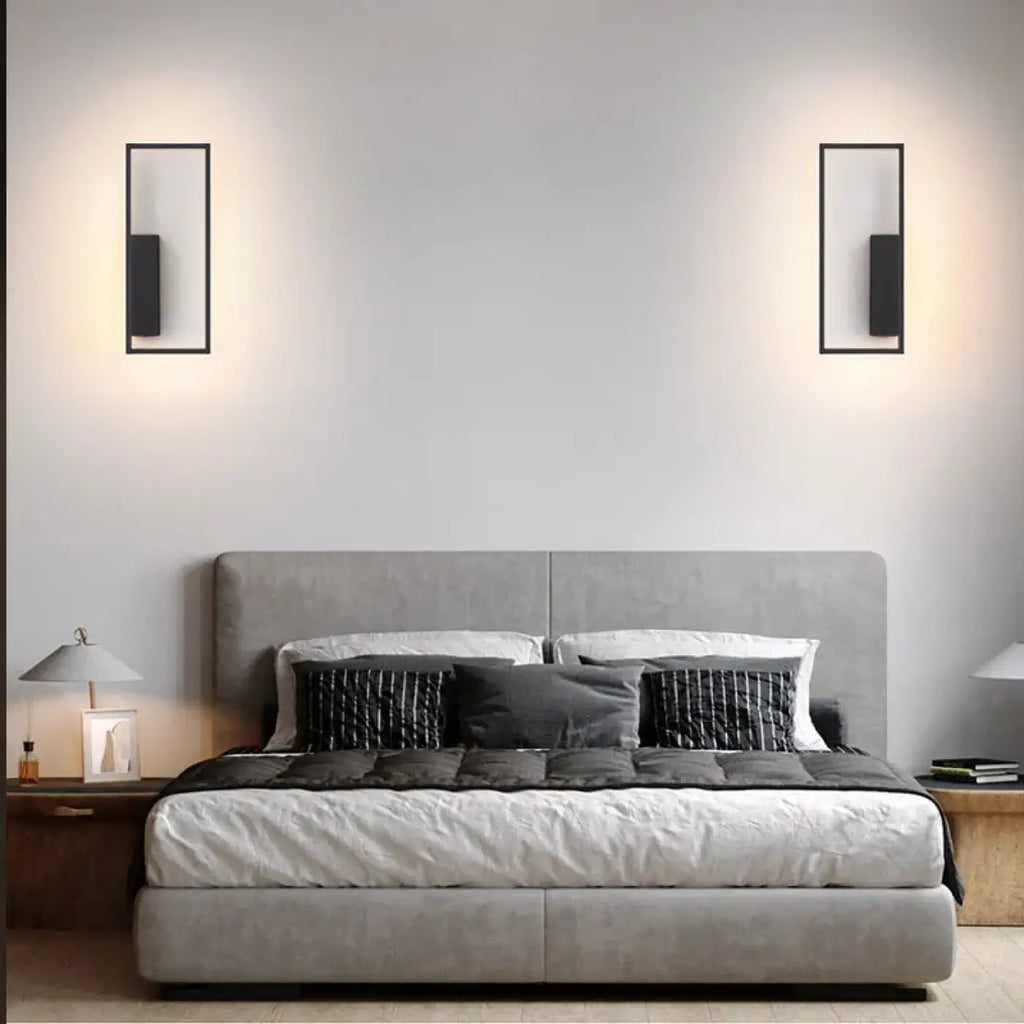 Applique murale rectangle, simple ou double, noir ou doré