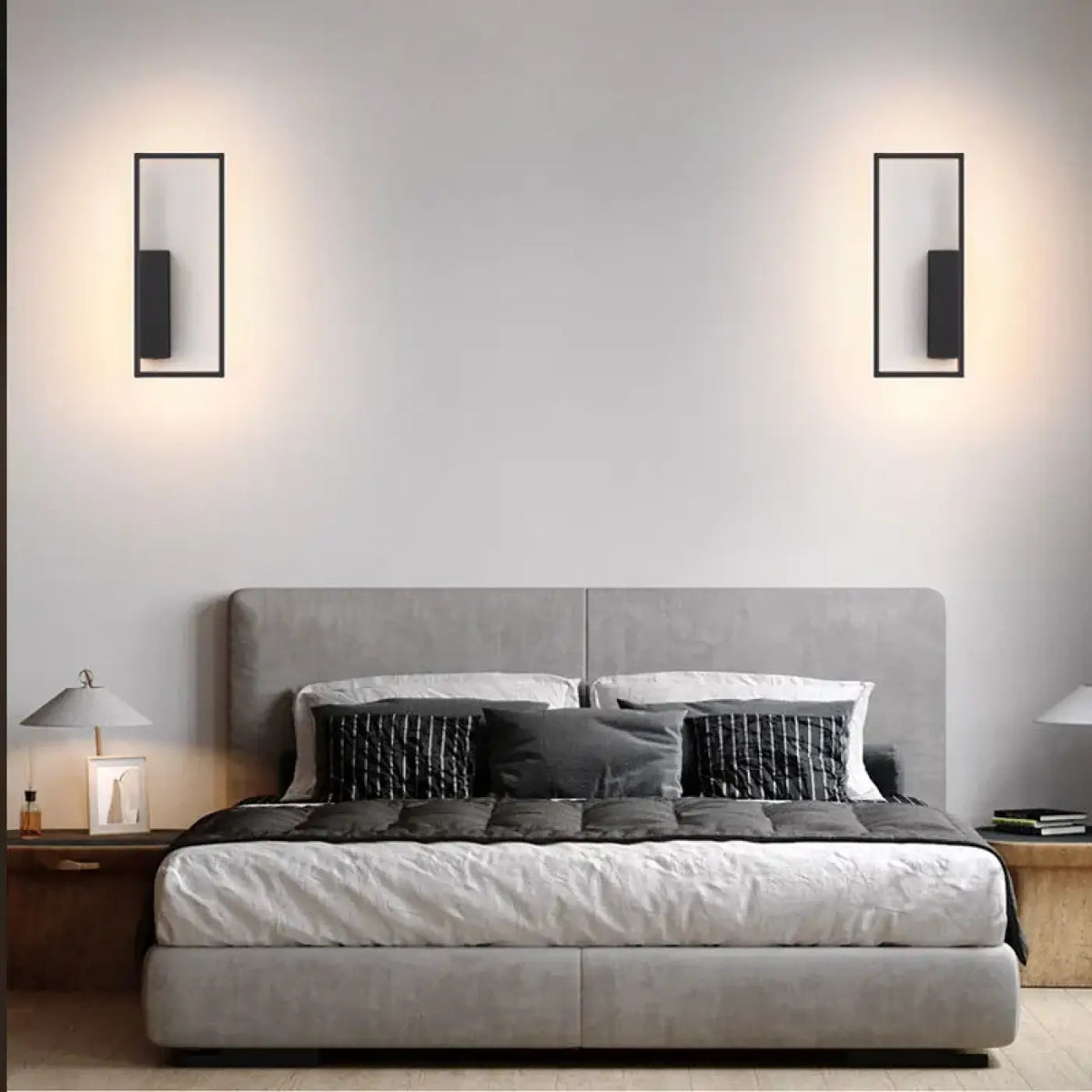 Applique murale rectangle, simple ou double, noir ou doré