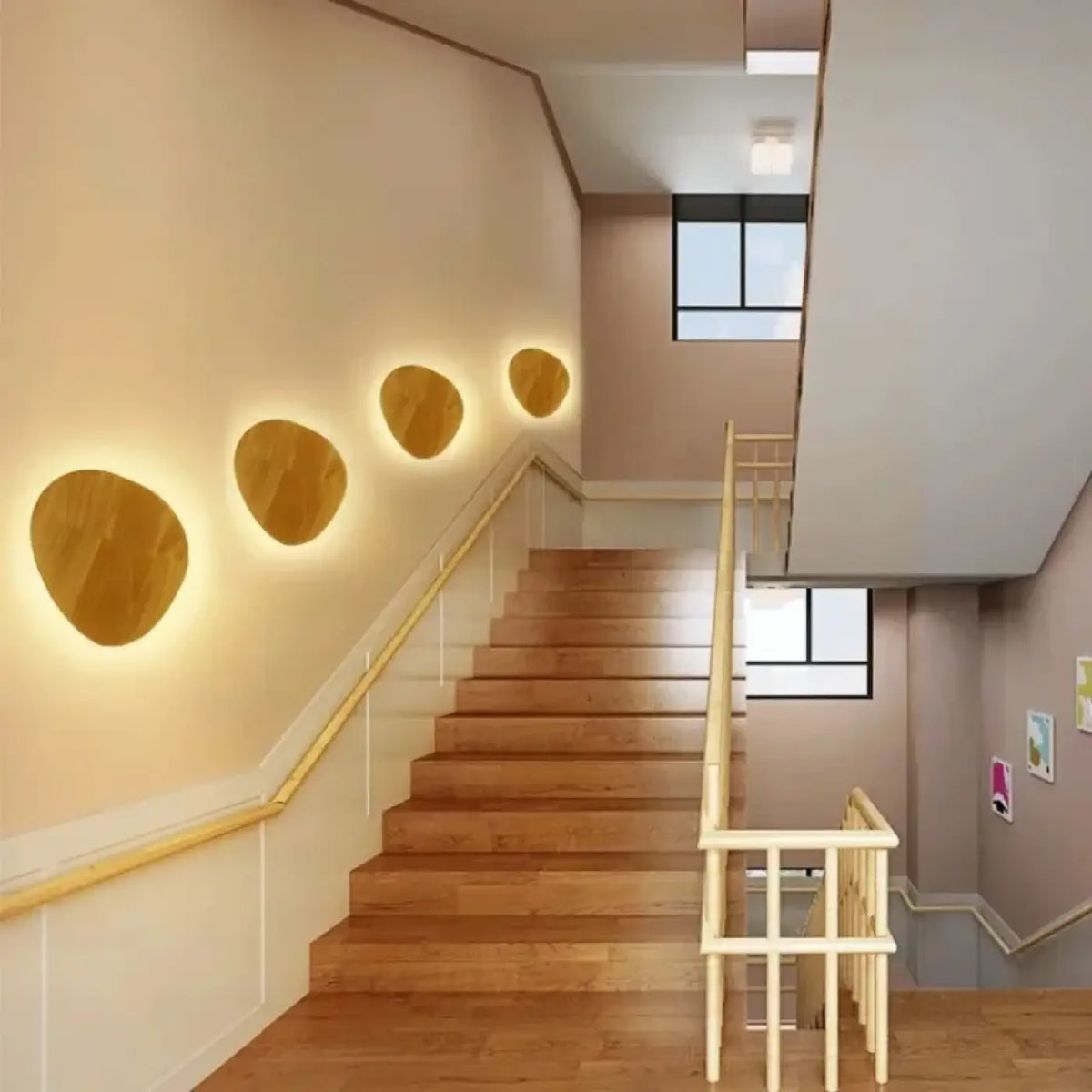 Applique murale en bois à LED intégrée, ronde ou ovale