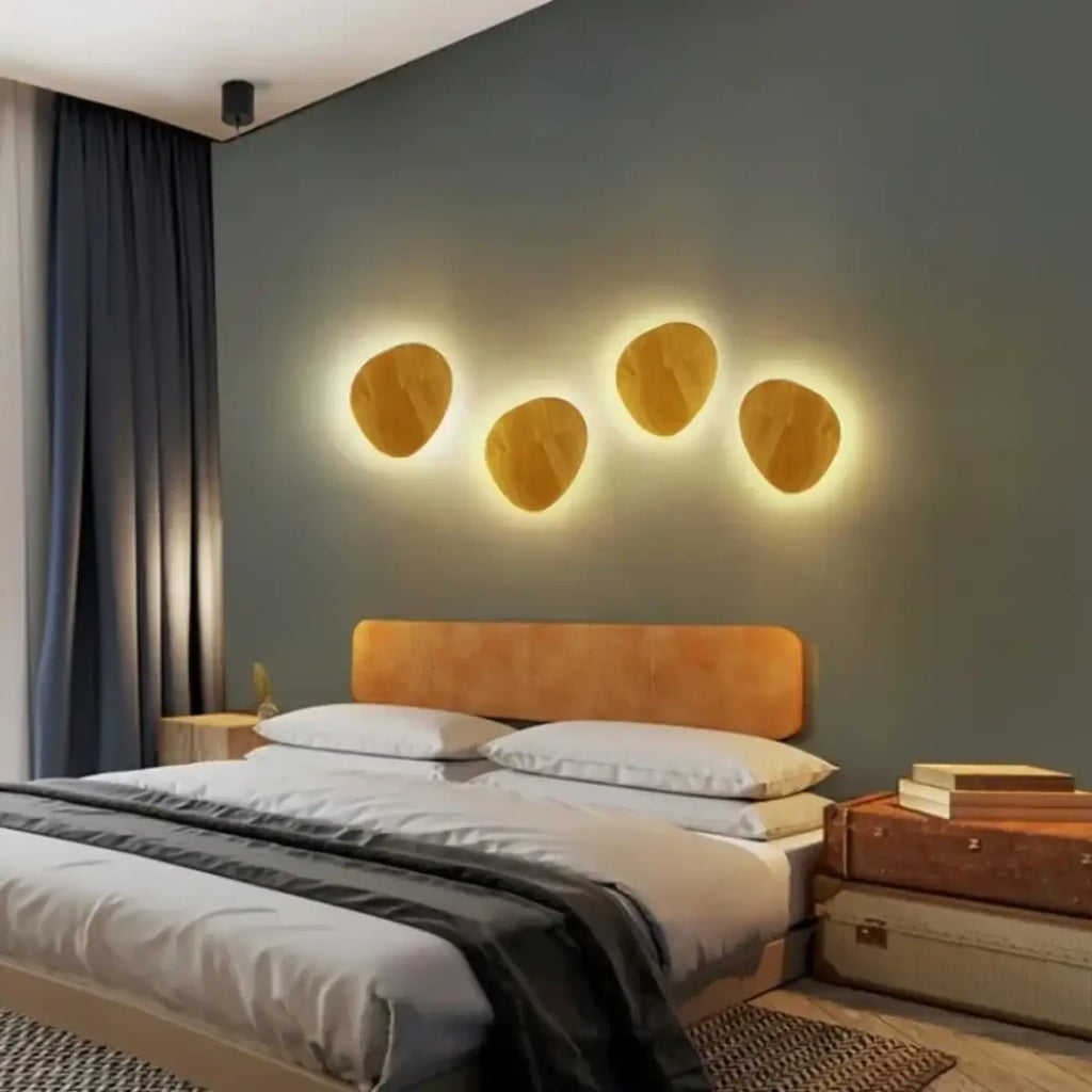 Applique murale en bois à LED intégrée, ronde ou ovale