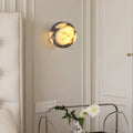 Applique murale ronde effet marbre noir et blanc