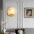 Applique murale ronde effet marbre, support doré, avec ou sans barre