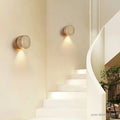 Applique murale LED ronde, effet pierre volcanique beige