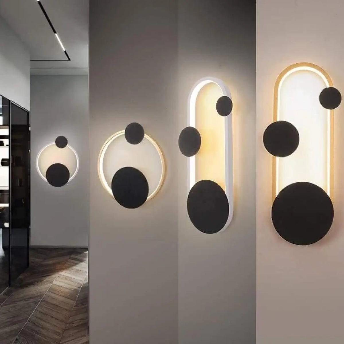 Applique murale ronde ou ovale, coloris blanc ou doré