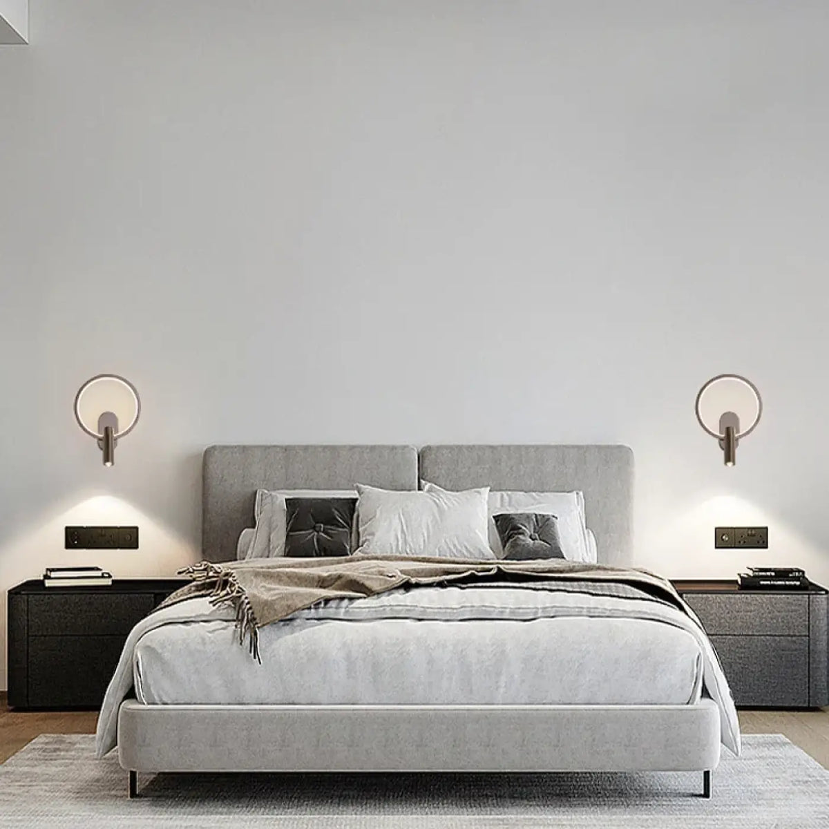 Applique pour tête de lit, ronde ou ovale, blanche ou noire, noir