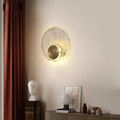 Applique murale ronde et transparente, support doré