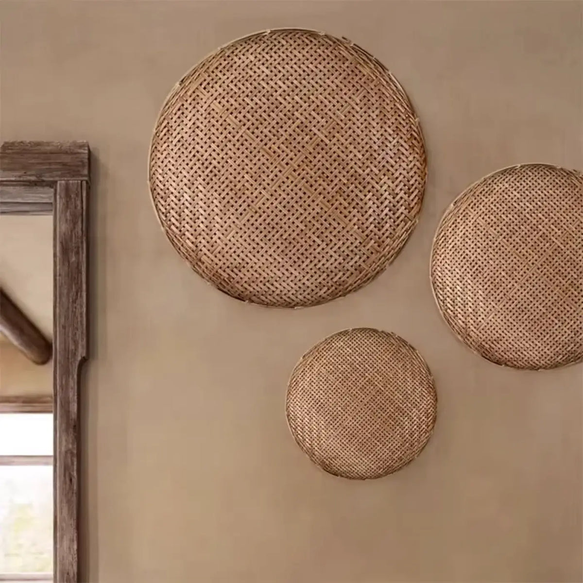 Applique murale en rotin et bambou, style japonais, trois tailles