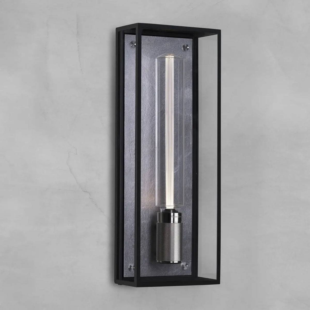 Applique murale cage en métal et verre IP44 pour salle de bains, argenté