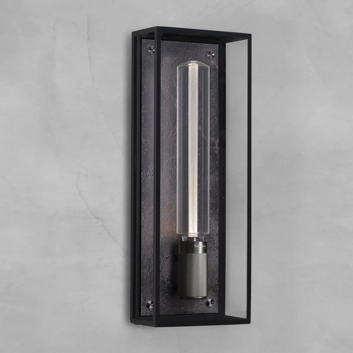Applique murale cage en métal et verre IP44 pour salle de bains, gris