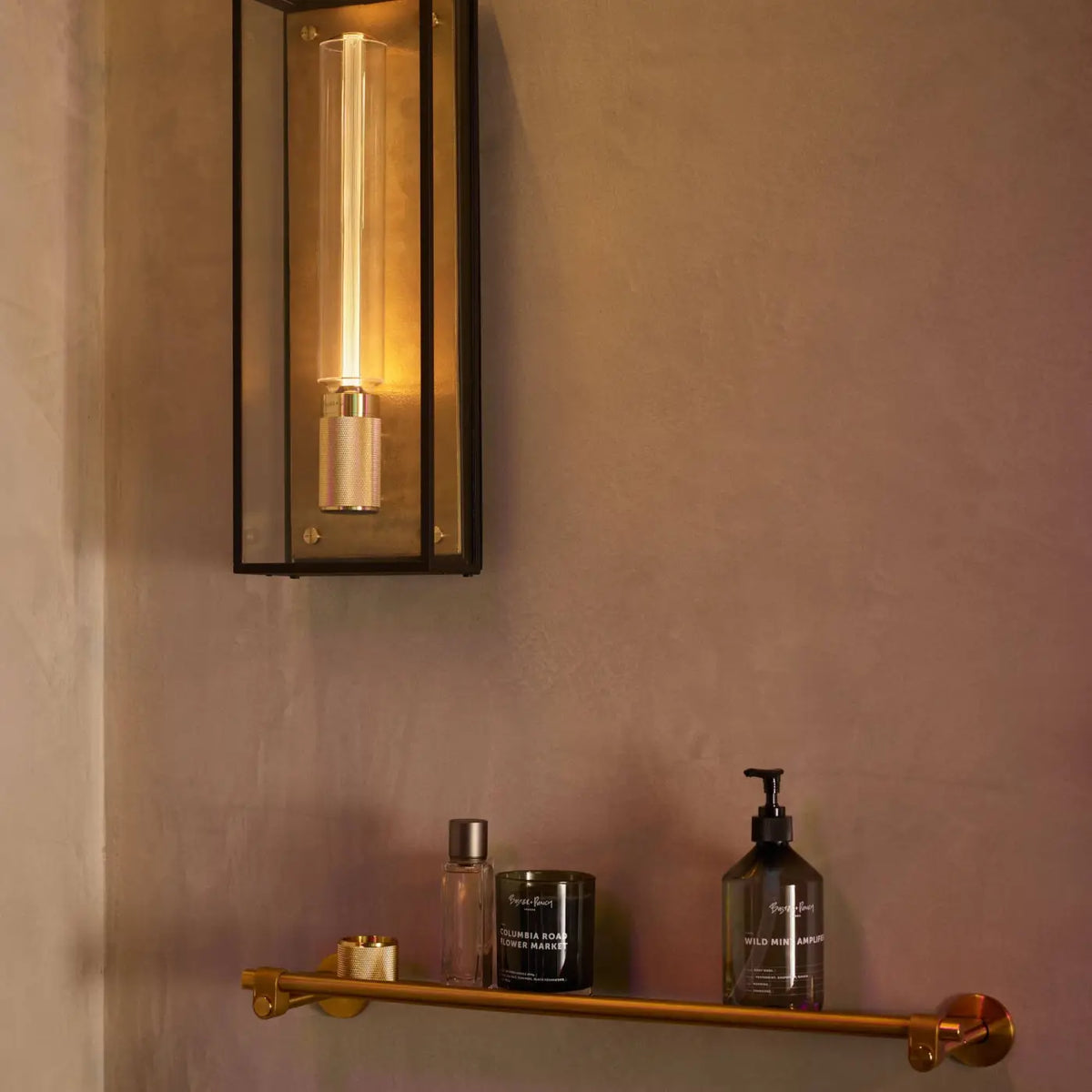 Applique murale cage en métal et verre IP44 pour salle de bains