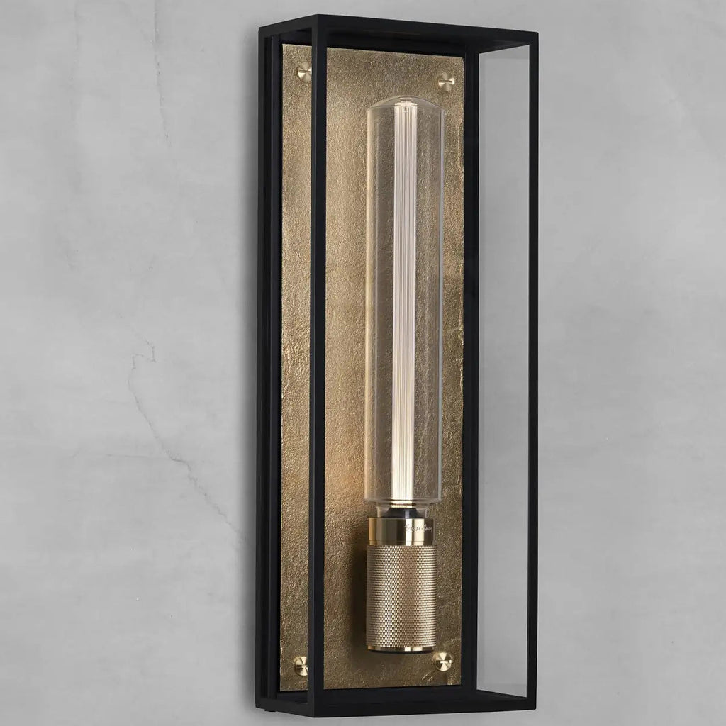Applique murale cage en métal et verre IP44 pour salle de bains, doré