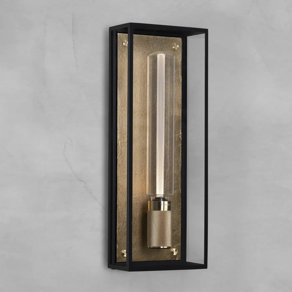 Applique murale cage en métal et verre IP44 pour salle de bains, doré