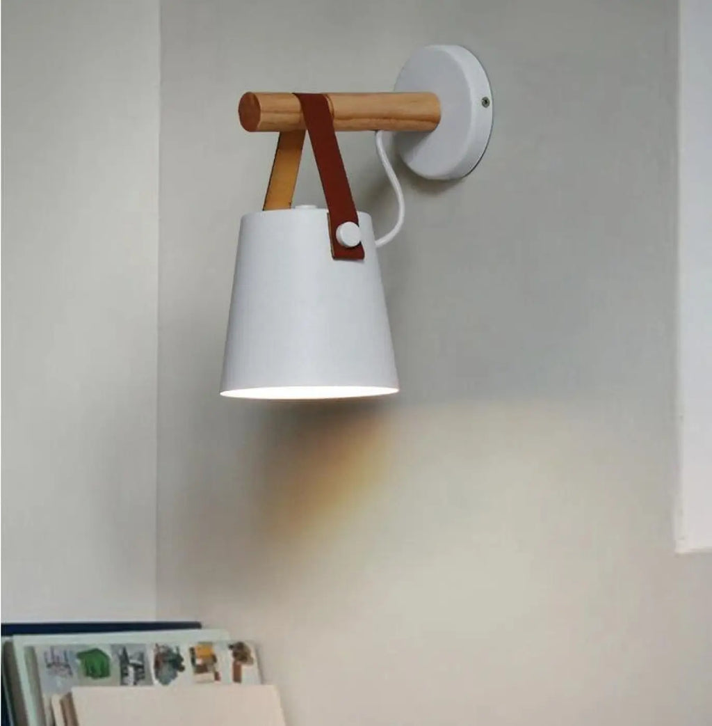 Applique murale scandinave en bois, version blanche ou noire