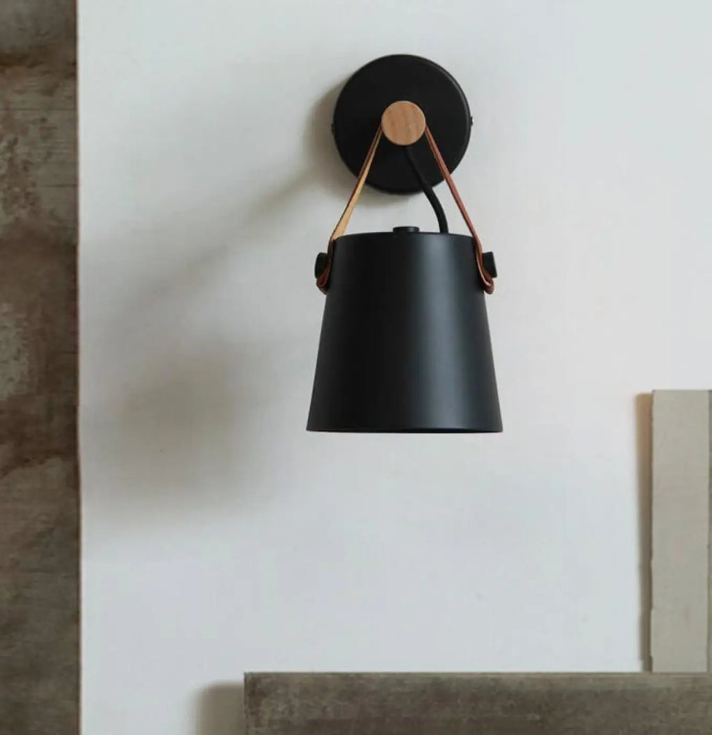 Applique murale scandinave en bois, version blanche ou noire