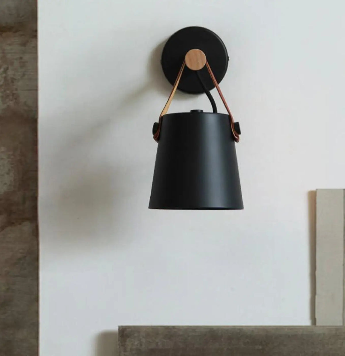 Applique murale scandinave en bois, version blanche ou noire