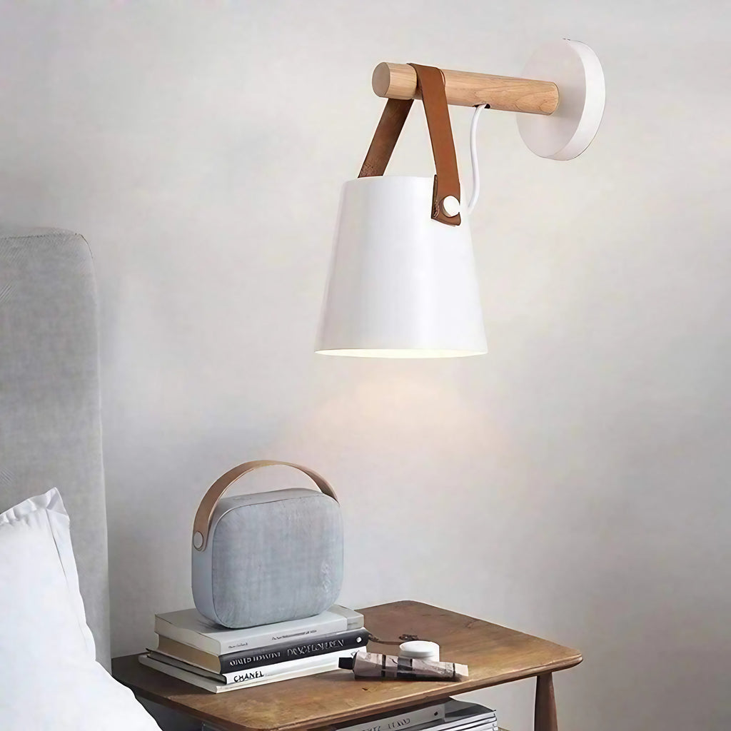 Applique murale scandinave en bois, version blanche ou noire, blanc