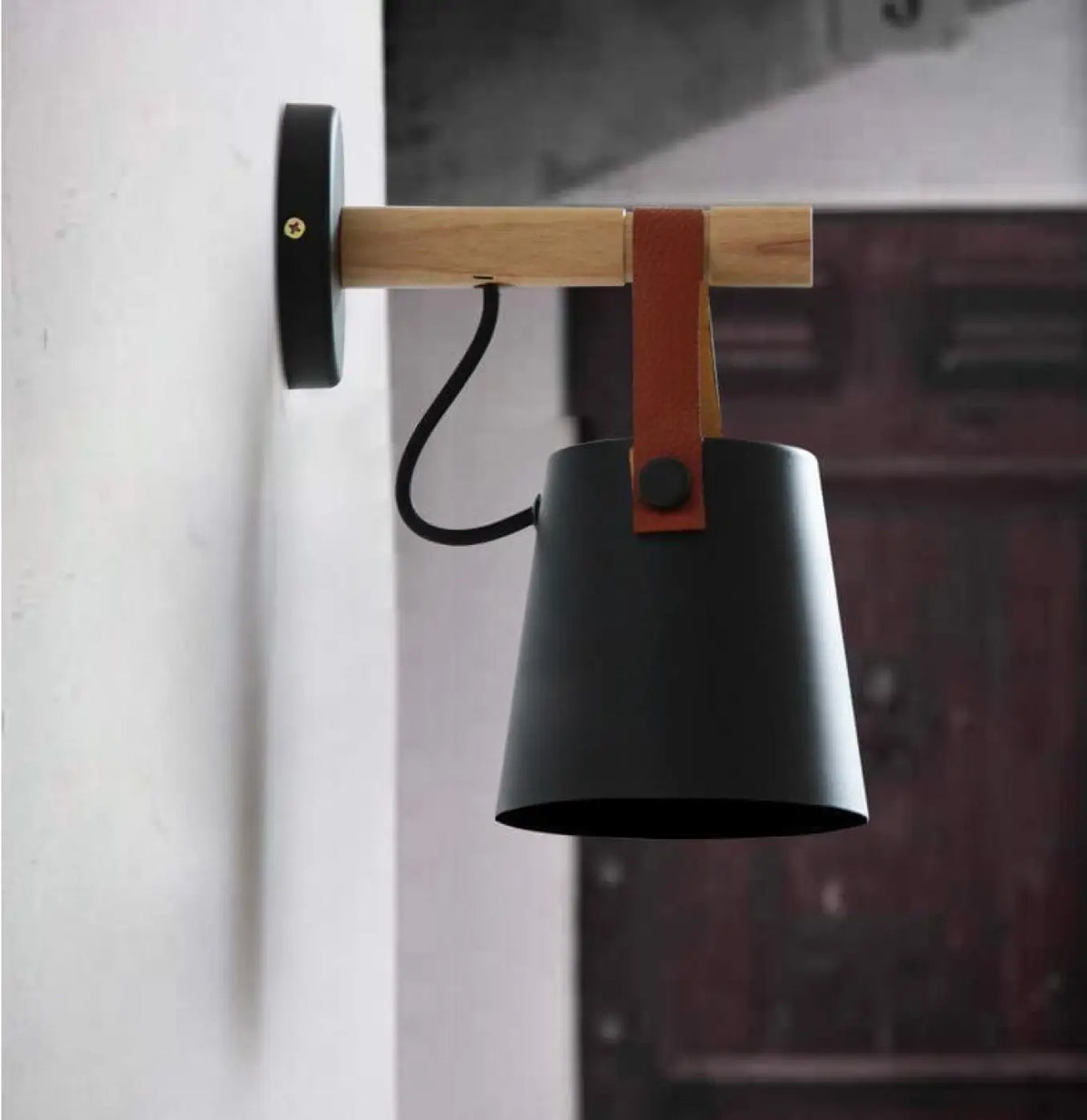 Applique murale scandinave en bois, version blanche ou noire