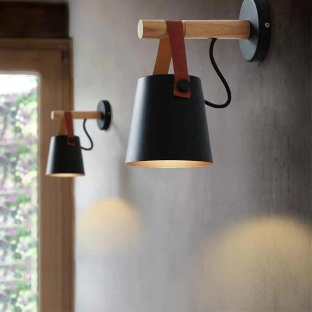 Applique murale scandinave en bois, version blanche ou noire