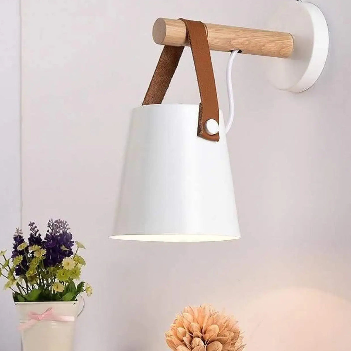 Applique murale scandinave en bois, version blanche ou noire