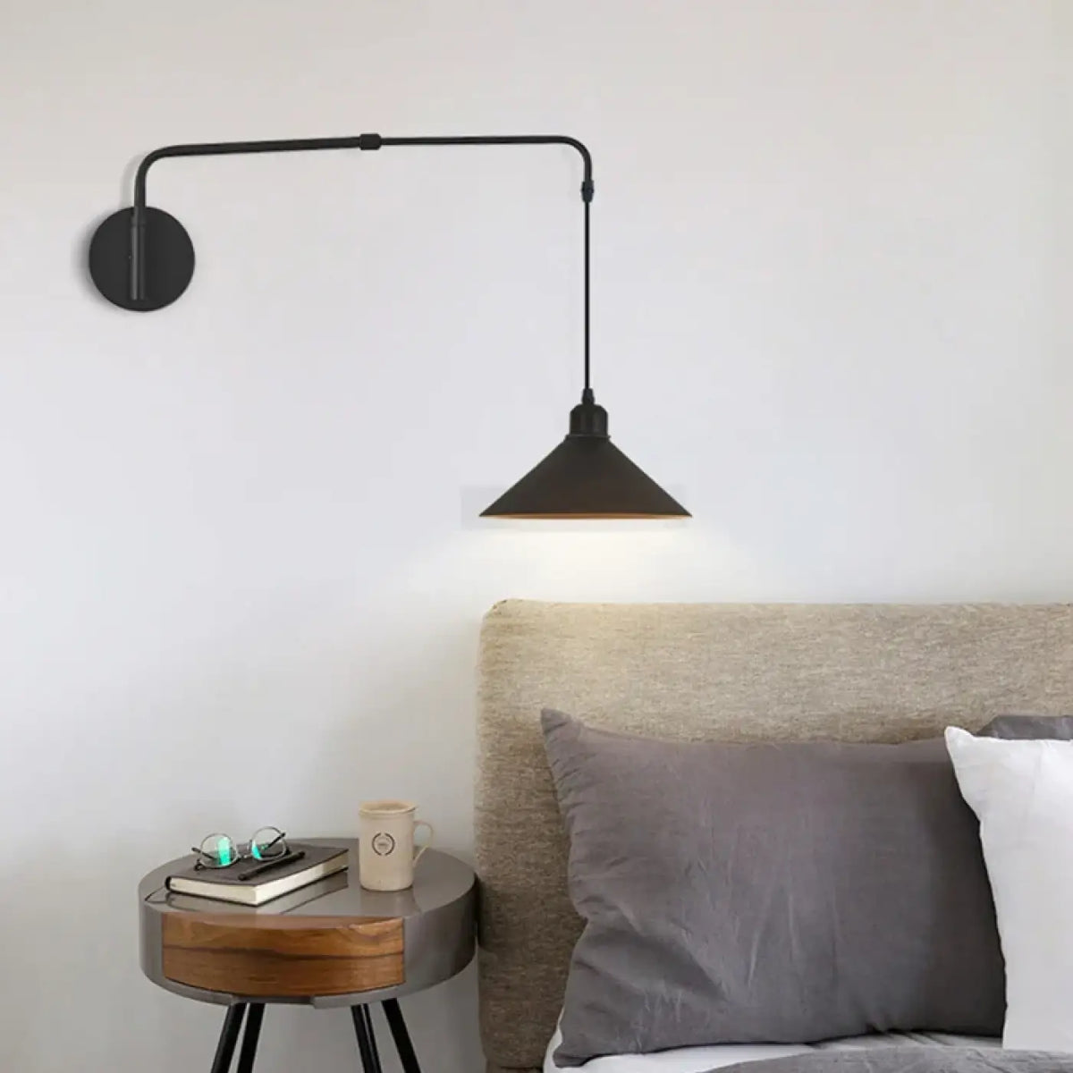 Applique scandinave à bras orientable, deux formes d'abat-jour