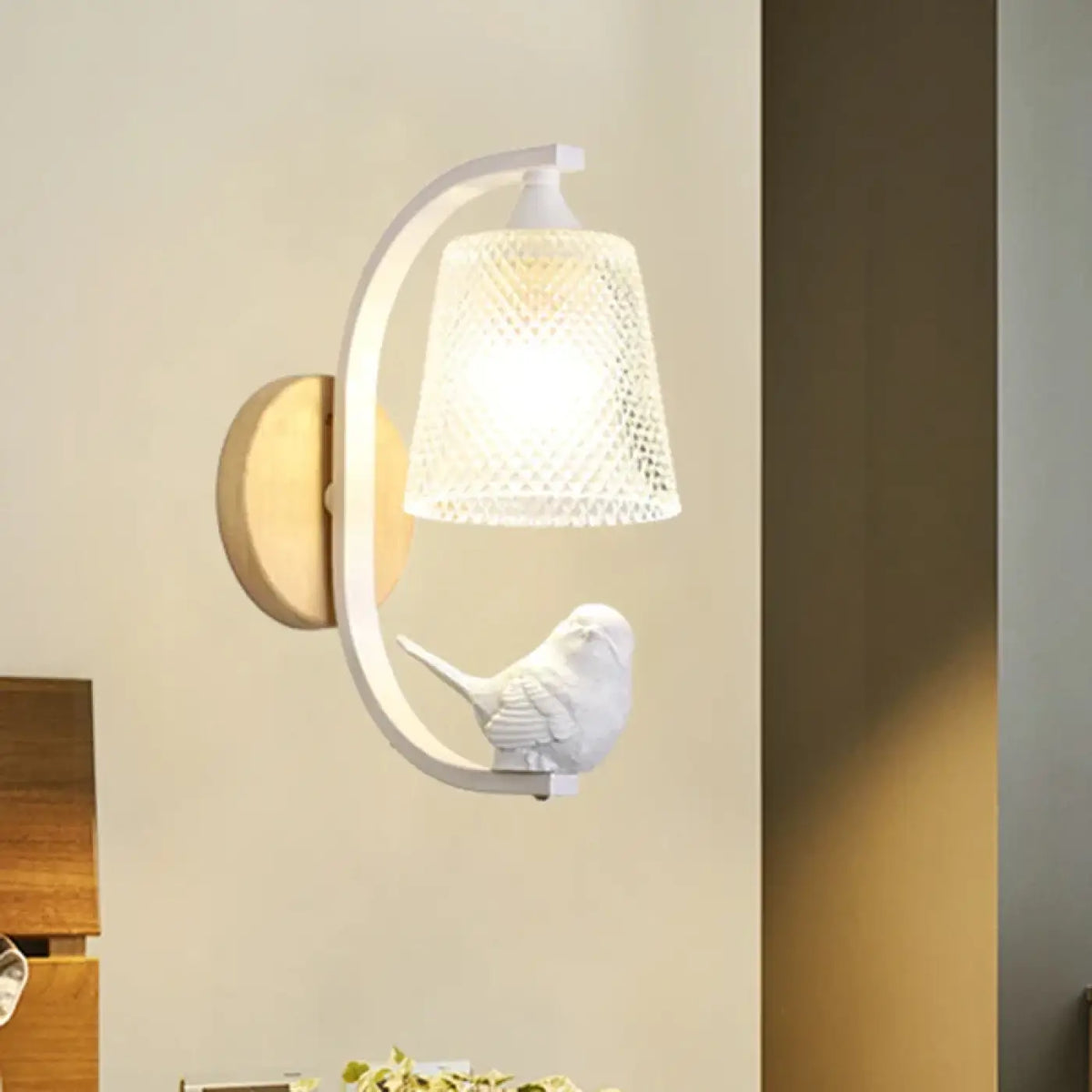 Applique murale moineau, style scandinave, noire ou blanche