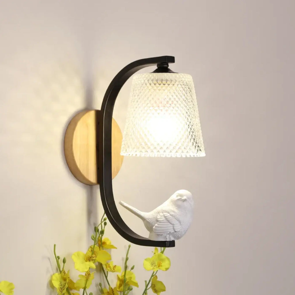 Applique murale moineau, style scandinave, noire ou blanche, noir