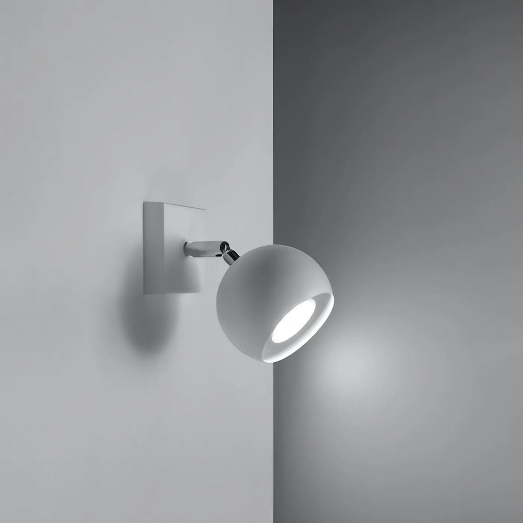 Applique murale spot boule sur bras mobile, blanc ou noir