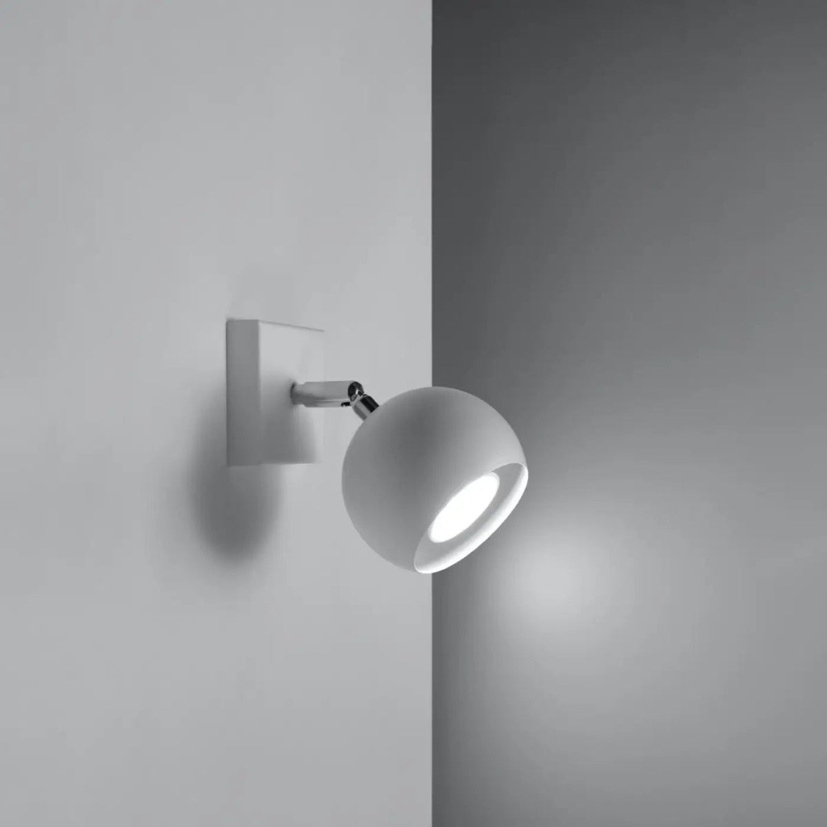 Applique murale spot boule sur bras mobile, blanc ou noir
