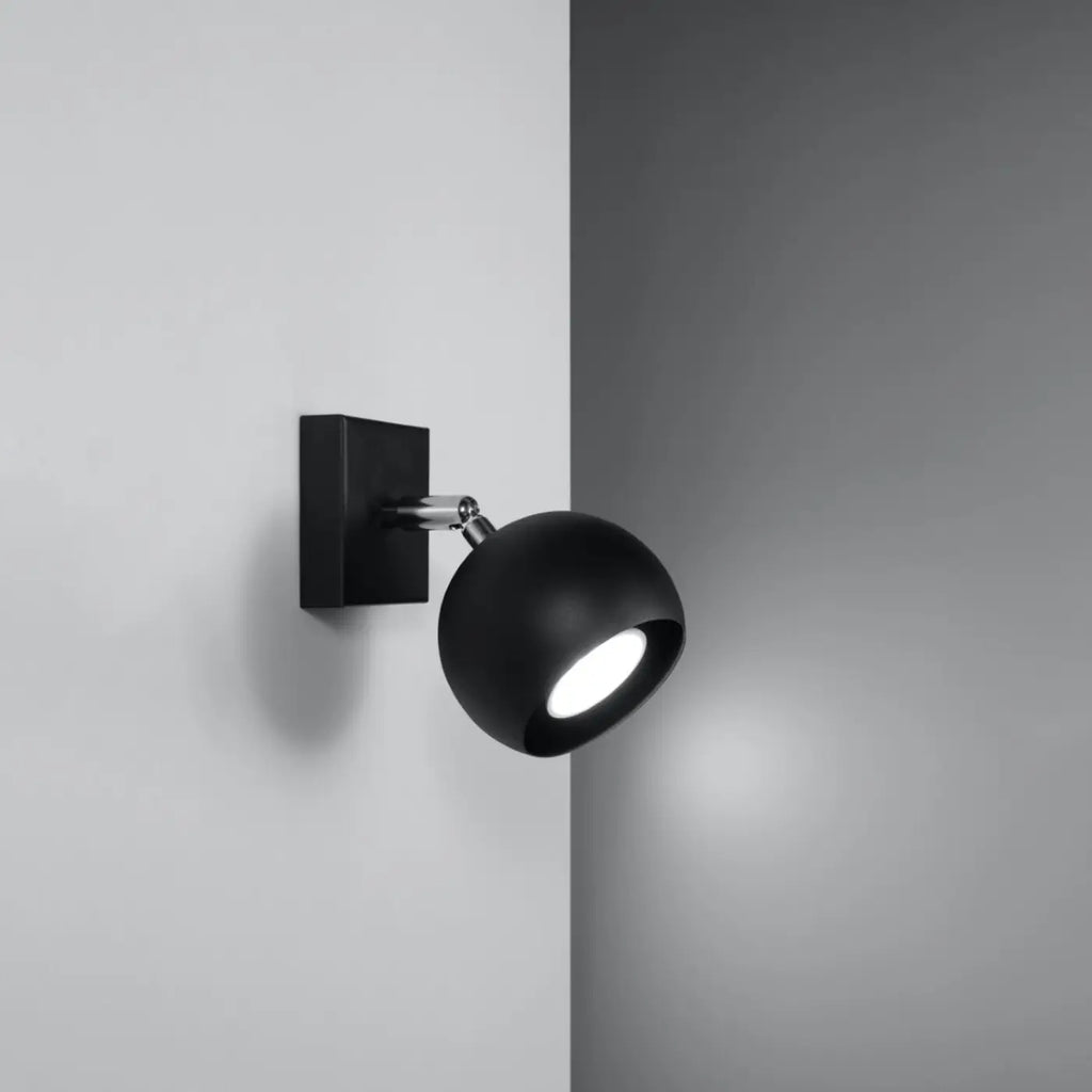 Applique murale spot boule sur bras mobile, blanc ou noir
