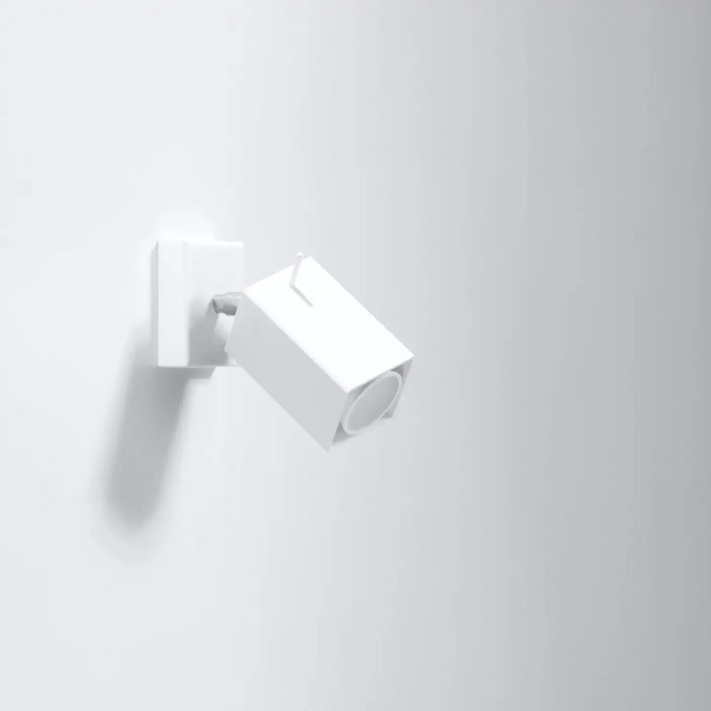 Applique spot cube orientable en acier, platine carrée, GU10, blanc