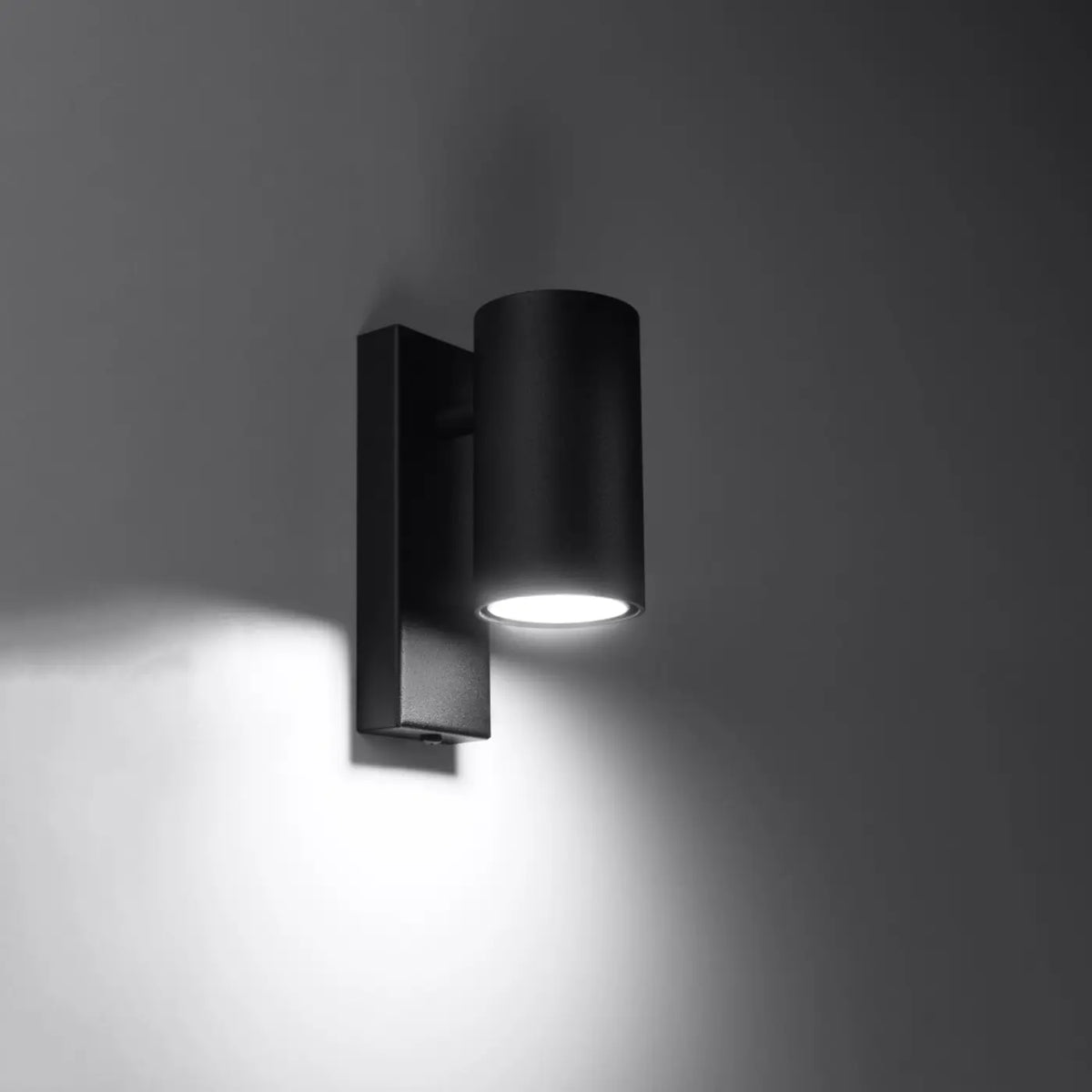 Applique murale cylindre sur platine, lumière vers le bas, GU10