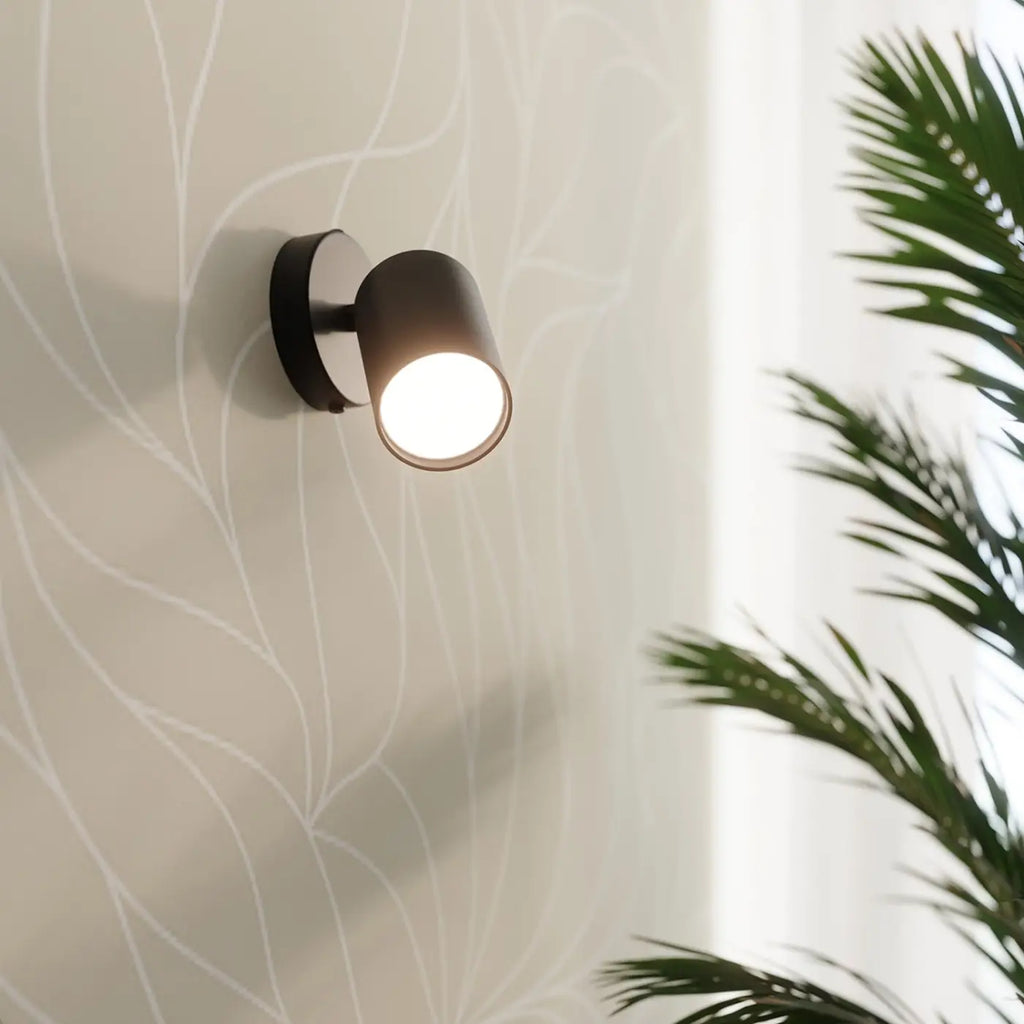 Applique murale spot cylindre orientable en acier, GU10