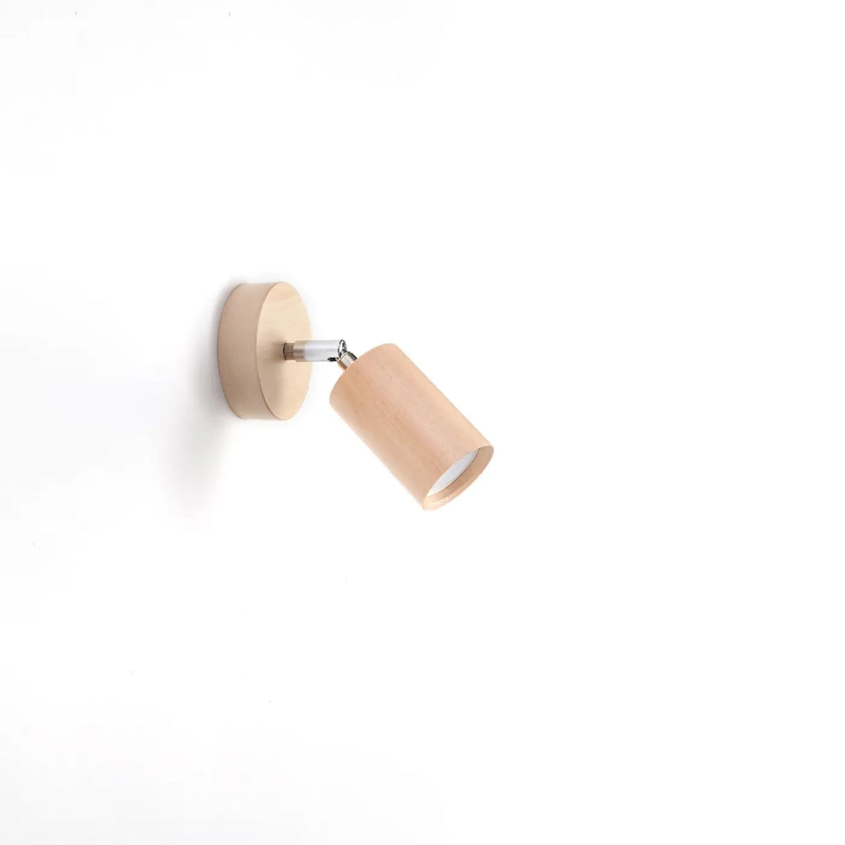 Applique murale spot en bois naturel orientable, embase ronde, GU10