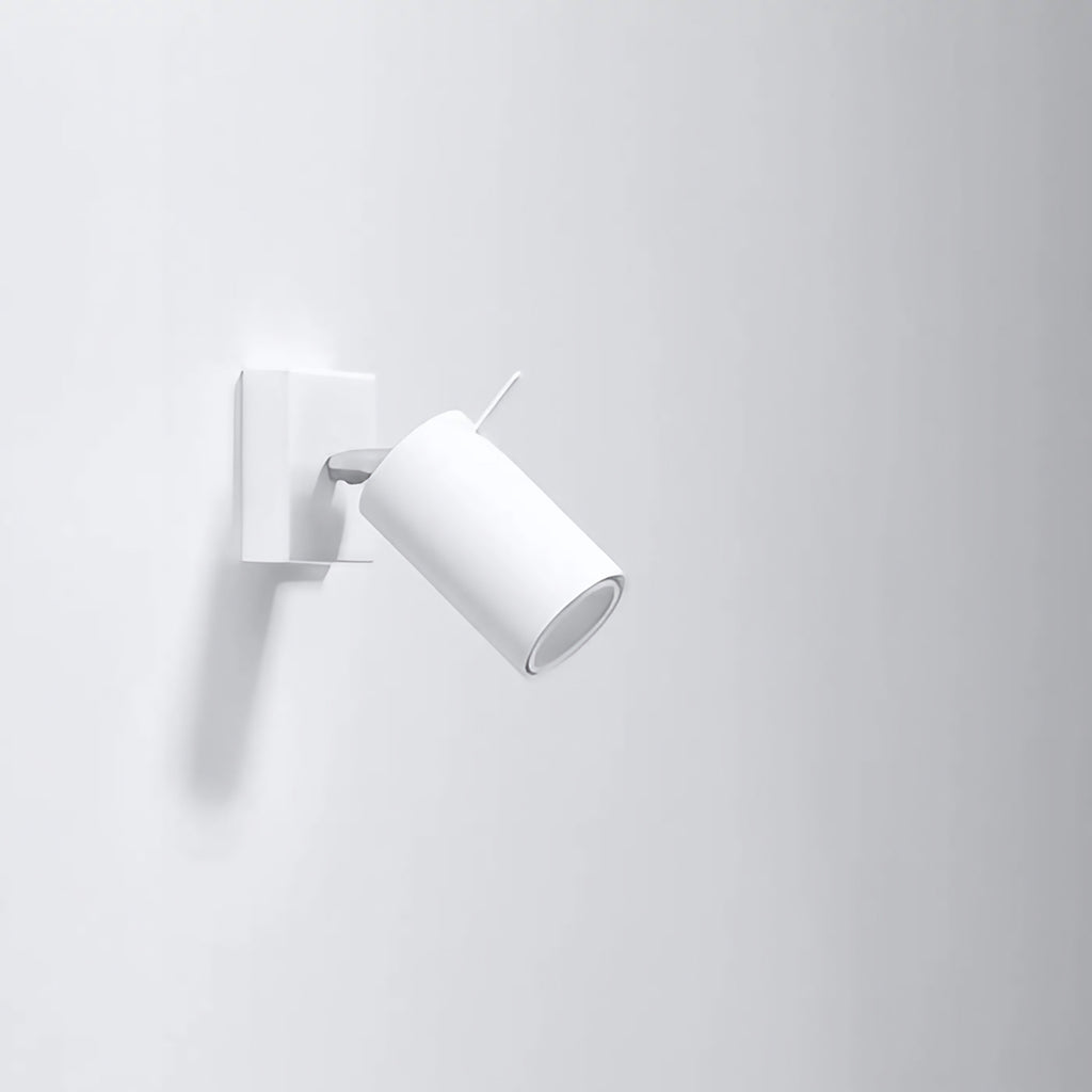 Applique murale spot cylindre en acier sur bras mobile, GU10, blanc
