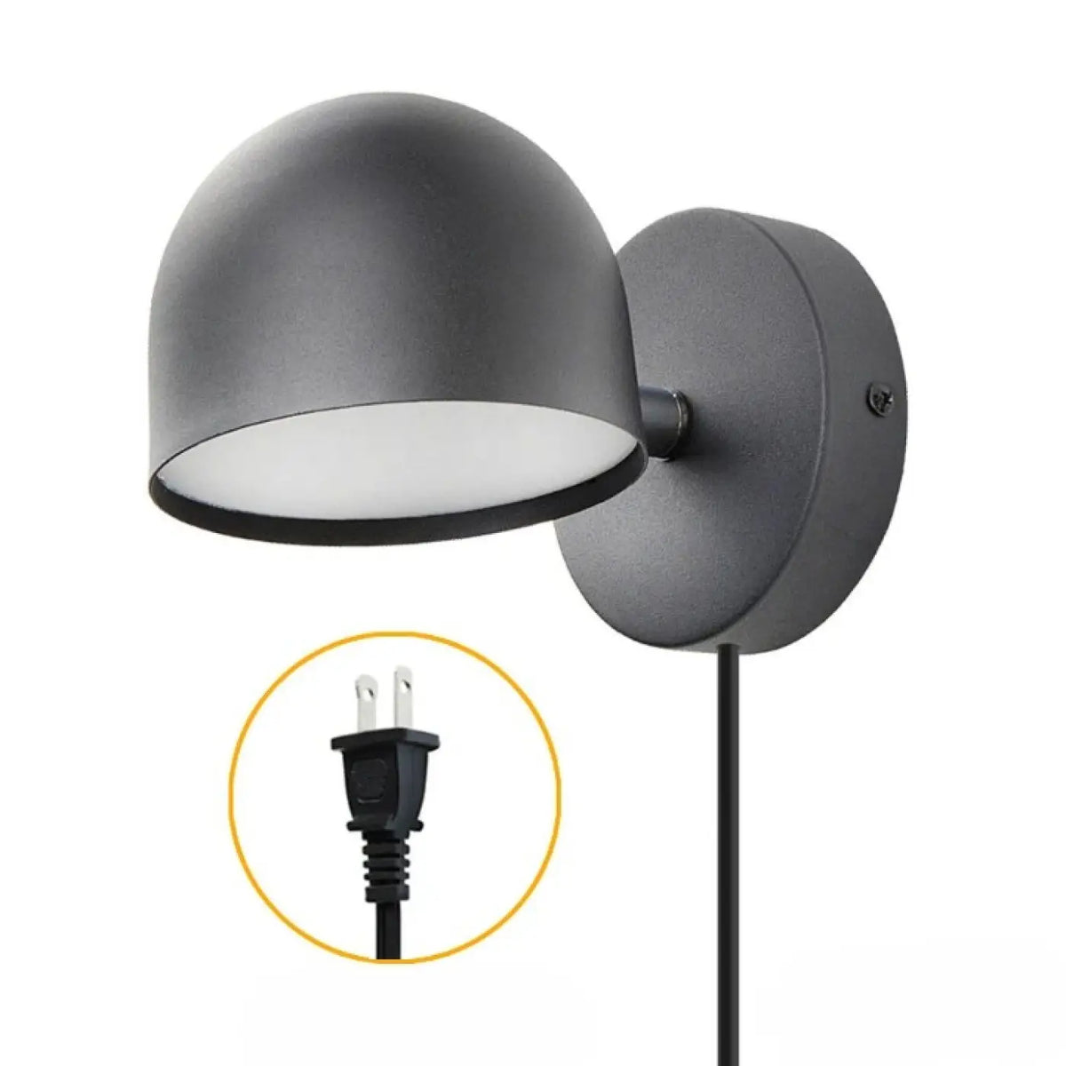 Applique scandinave à abat-jour arrondi, quatre modèles, noir
