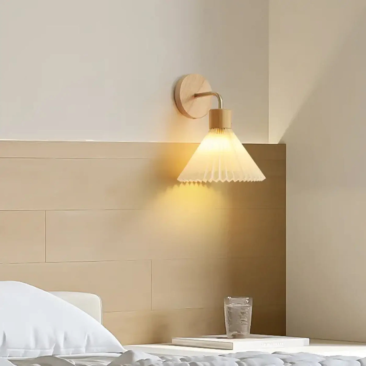 Applique murale en bois à abat-jour blanc, beige ou marron, beige