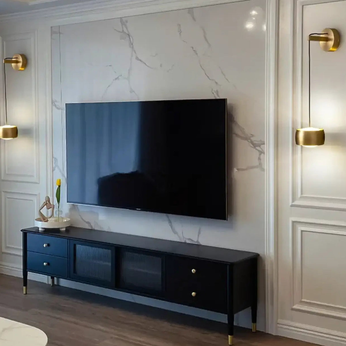 Applique murale LED suspendue en aluminium, dorée ou noire