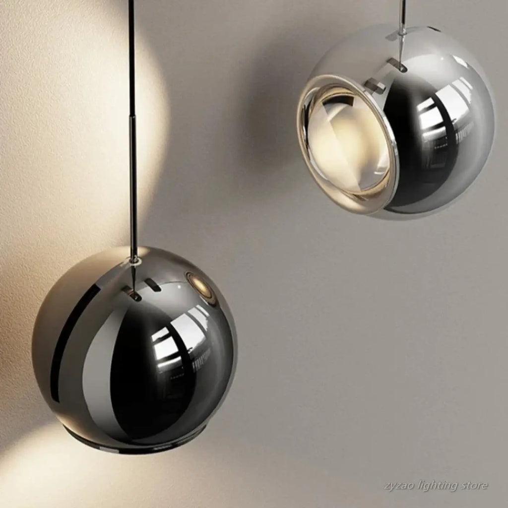 Applique murale à boule de verre suspendue, noire ou argentée