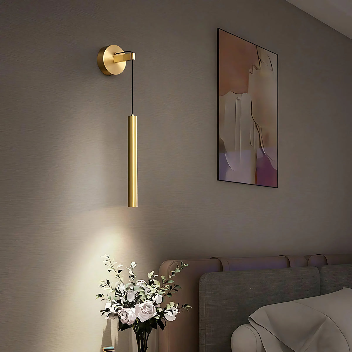 Applique murale à lampe suspendue pour chambre, doré ou noir, doré