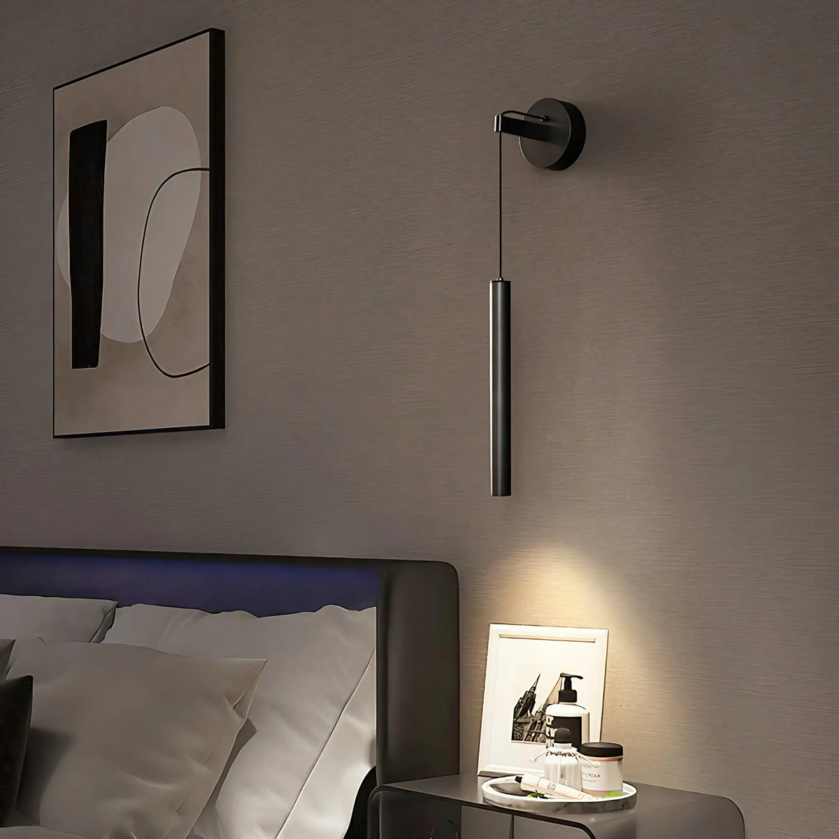 Applique murale à lampe suspendue pour chambre, doré ou noir