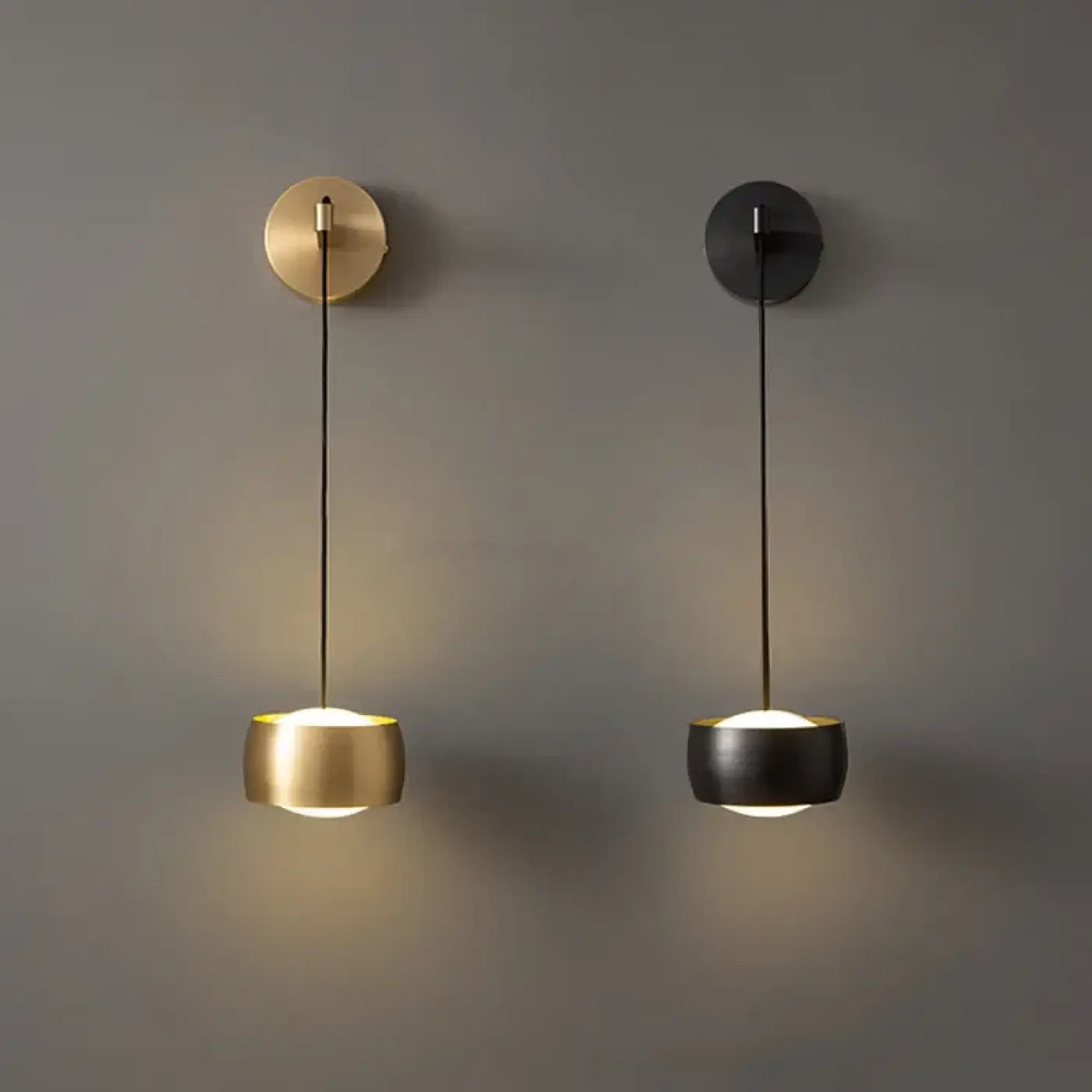 Applique murale LED suspendue en aluminium, dorée ou noire
