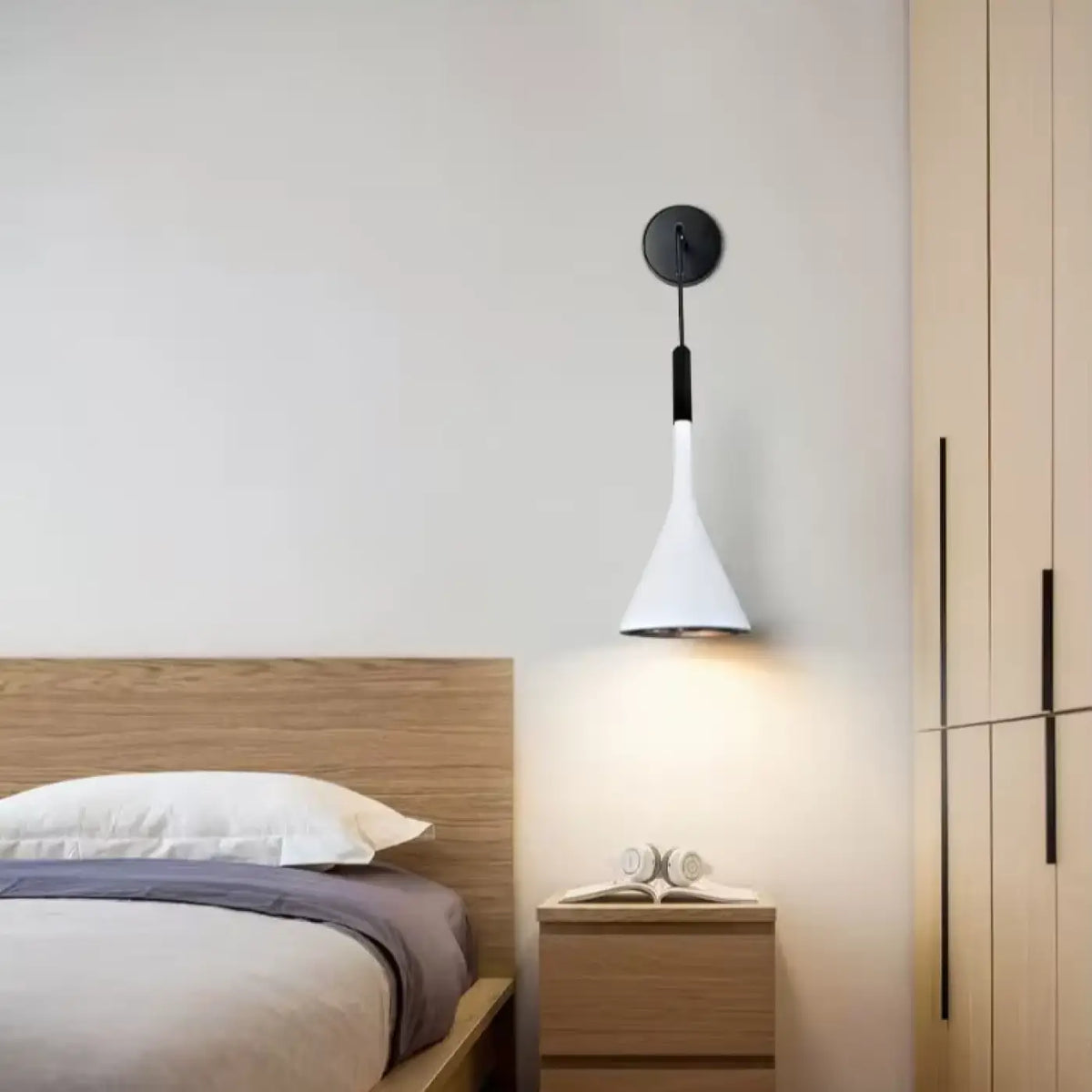 Applique tête de lit suspendue style scandinave, cinq coloris, blanc