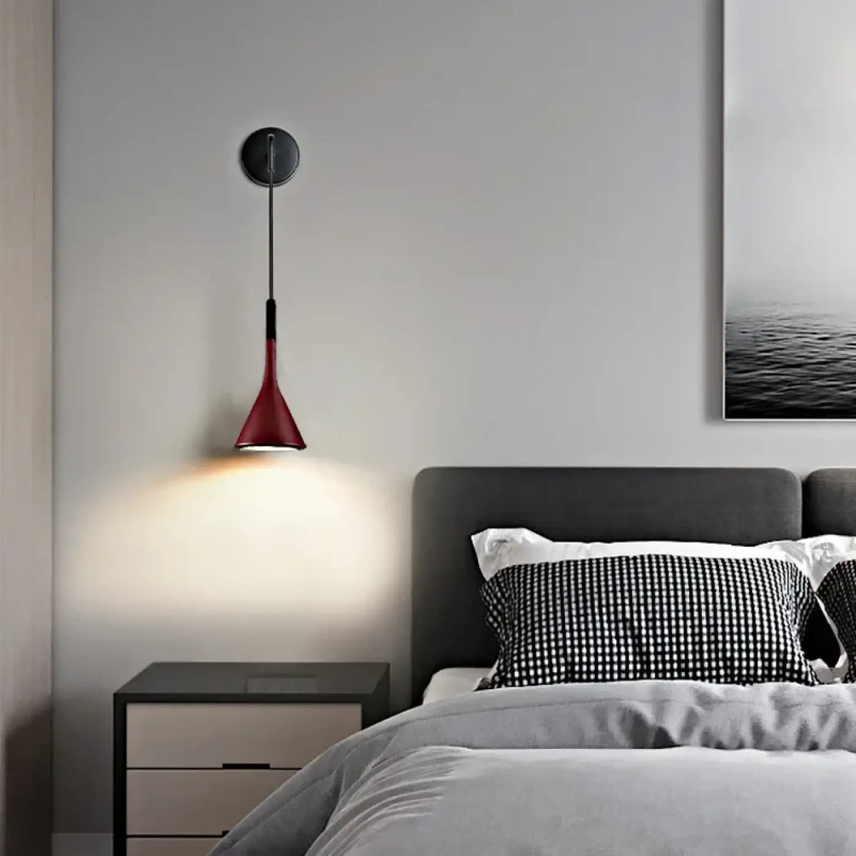Applique tête de lit suspendue style scandinave, cinq coloris, rouge