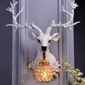 Applique murale tête de cerf au décor floral, blanc ou bleu, blanc