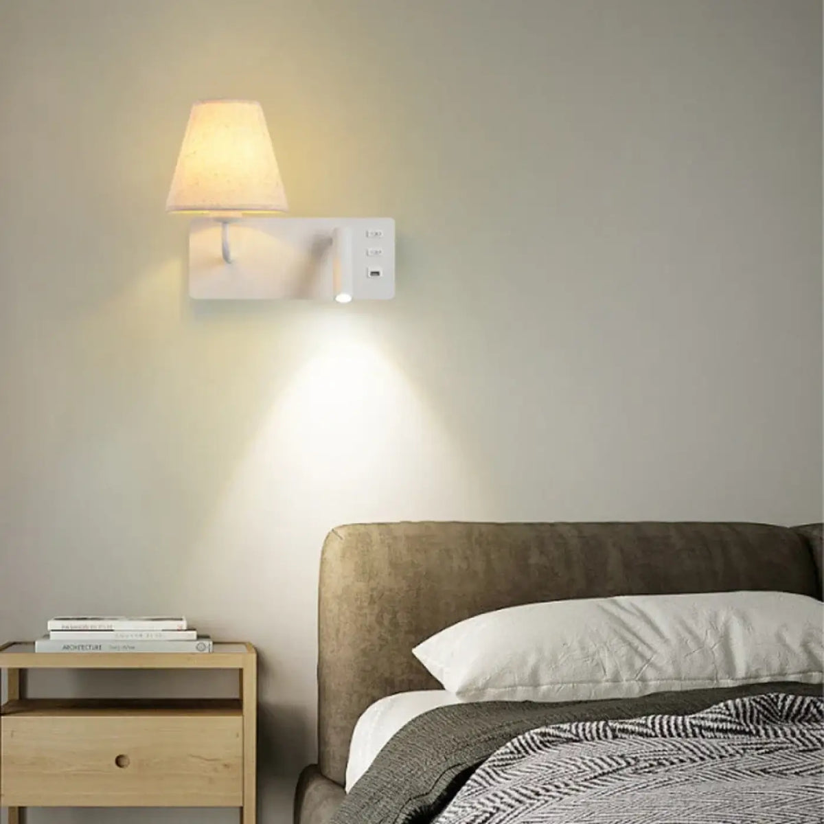 Applique murale de tête de lit, version gauche ou droite, blanc