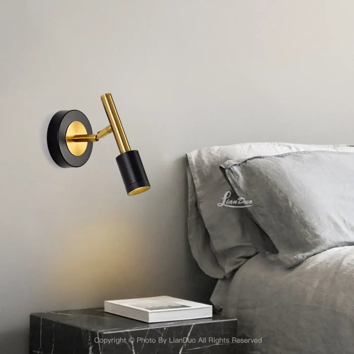 Applique murale de tête de lit noire et dorée, quatre finitions