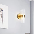 Applique murale LED en verre transparent et doré pour chambre